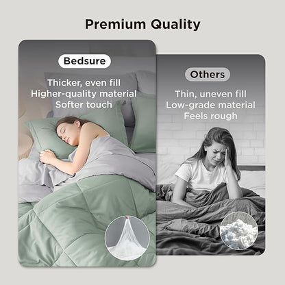 Bedsure California King Comforter Set - 7 Pieces Reversible Sage Green Bedding, California King Size Bed Set for All Seasons, Bed in a Bag with Down Alternative Comforter, Sheets, Pillowcases & Shams