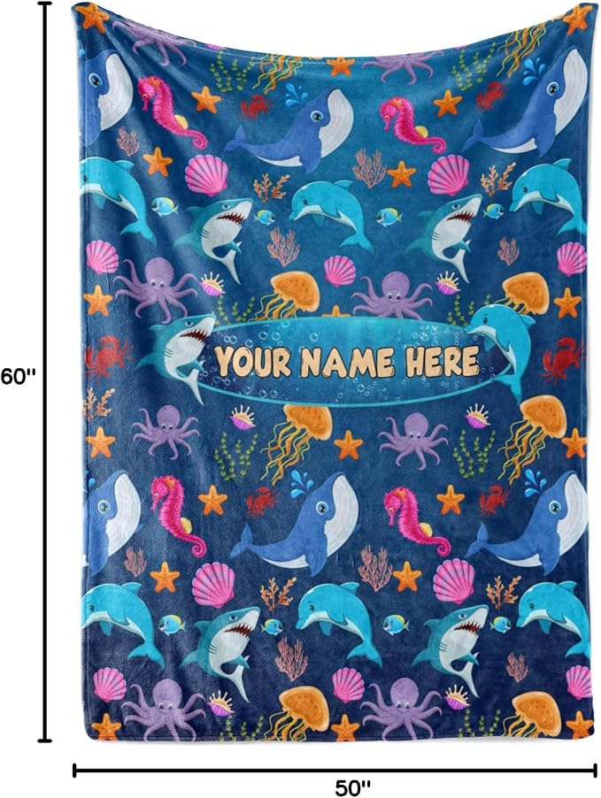Personalized Name Blanket | Soft & Warm Throw Blanket | Custom for Kids, Babies, Adults | Personalized for Couch or Bedding | Gift for Birthday/Christmas (50x60 Fleece – V2)