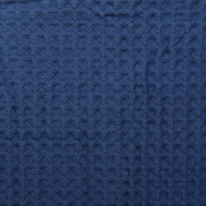 HILLFAIR 100% Combed Cotton Blanket– King Size Bed Blankets– Warm Soft All Season Breathable Lightweight Summer Blankets– Waffle Weave Home Decor Bed Blanket- Navy King Bed Cotton Blankets/Bedcovers