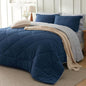 Bedsure Oversized Queen Comforter Set - 7 Pieces Reversible Navy Bedding, Oversized Queen Size Bed Set for All Seasons, Bed in a Bag with Down Alternative Comforter, Sheets, Pillowcases & Shams