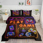 Kids Comforter Set Neon Gamepad Printed Pattern Bedding Set with 1 Comforter and 2 Pillowcases for Girls Boys Bedroom All Season(C-Neon Gamepad Full)