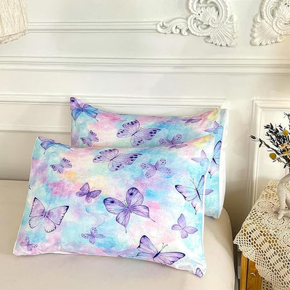 CVHOUSE Butterfly Comforter Set - King Size for Girls & Women - 3 Pcs (1 Comforter, 2 Pillowcases) - Butterfly Bedspread & Duvet