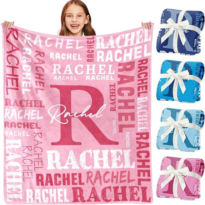 Personalized Blankets for Teen Girls Boys - Printed in USA, Custom Blanket with Kids Names, Ultra-Soft Flannel Monogrammed Baby Throws Blankets, Customized Christmas Brithday Gifts for Adults