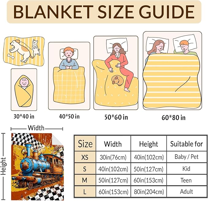 Blanket for Boys, Train Throw Blanket Gifts for Kids Boys Age 10-12, 50"x60" Cool Flannel Blankets Gift for Son Cars Lovers Lightweight Throws for Couch Sofa Bed Decor