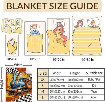 Blanket for Boys, Train Throw Blanket Gifts for Kids Boys Age 10-12, 50"x60" Cool Flannel Blankets Gift for Son Cars Lovers Lightweight Throws for Couch Sofa Bed Decor