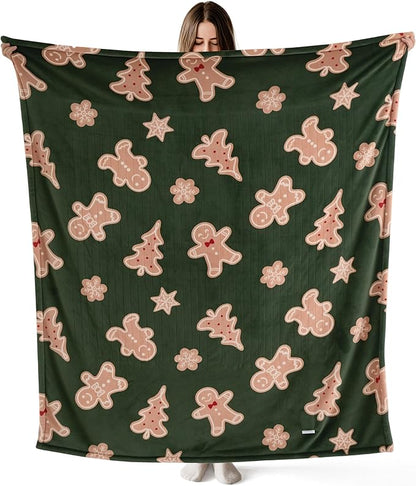 Bedsure Heated Blanket Throw - Flannel Sherpa Electric Blanket with Gingerbread Pattern, for Grandma, Heated Throw with 6 Heating Levels, 4 Time Settings, 3-Hour Auto-Off (50"x60")