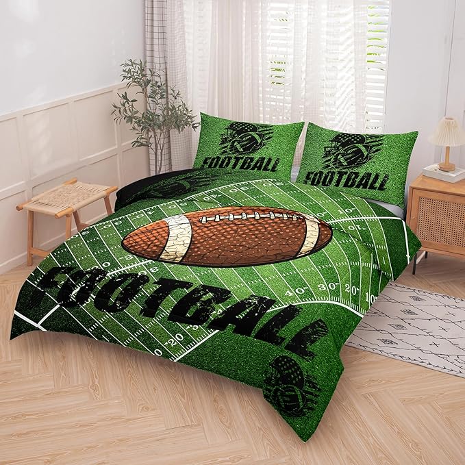 Peopleareok Football Comforter Set Full (79x90 Inch), Sports Theme Comforter, Boys Sport Bedding, 3 Pieces Soft Microfiber Football Bedding Set for Boys with 2 Pillowcases