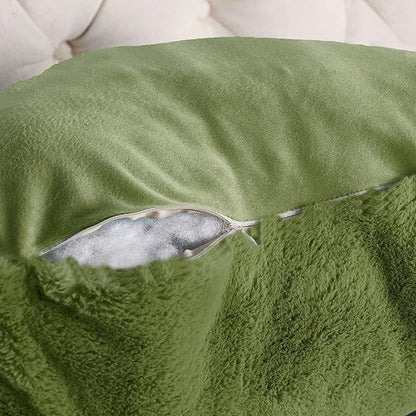 Home Soft Things Fox Faux Fur Bedrest Reading Pillow with DIY Filling, Need Assembly, Backrest Armrest Pillow Chair Back Support for Sitting up in Bed, Green Moss, 28" x 30" x 17"
