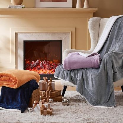 Bedsure GentleSoft Sherpa Fleece Throw Blanket for Couch - Thick and Warm Christmas Blanket for Winter, Soft Fuzzy Plush Throw Gifts for Women and Men, Grey, 50x60 Inches