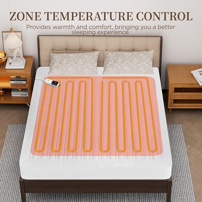 Heated Mattress Pad Twin Size-Single Controller Electric Mattress Pad with Deep Pocket,6 Heat Settings & 1-10 Auto Shut Off Electric Bed Warmer,ETL Certified,Machine Washable(38"x75")