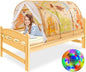 Bed Tent for Kids with LED Strip Lights Toddler Bed Tent Foldable Game House for Children Play Tents for Girls Boys Sleeping Canopy Playhouse (Yellow-Animal)