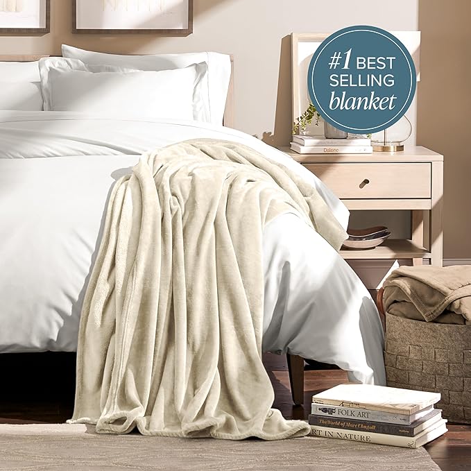 Bare Home Fleece Blanket - King Size - Ultra-Soft Lightweight for Bed, Sofa, and Couch - Luxury Microplush - Cozy Warm Blanket (King, Oyster)