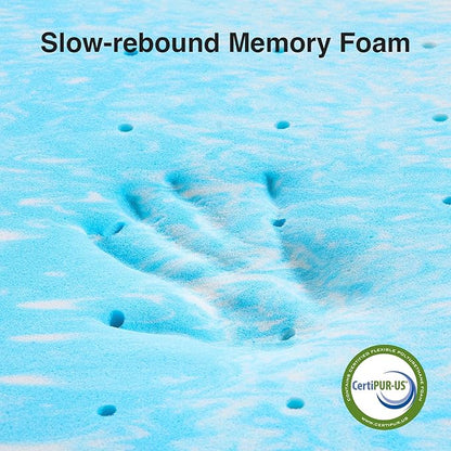 Novilla Memory Foam Mattress Topper Queen - 2 Inch Cooling Gel Infused Memory Foam | Slow-Rebound Pressure Relief | CertiPUR Certified | Comfort for Sleeper Sofa, RV, Camper, Dorm Room