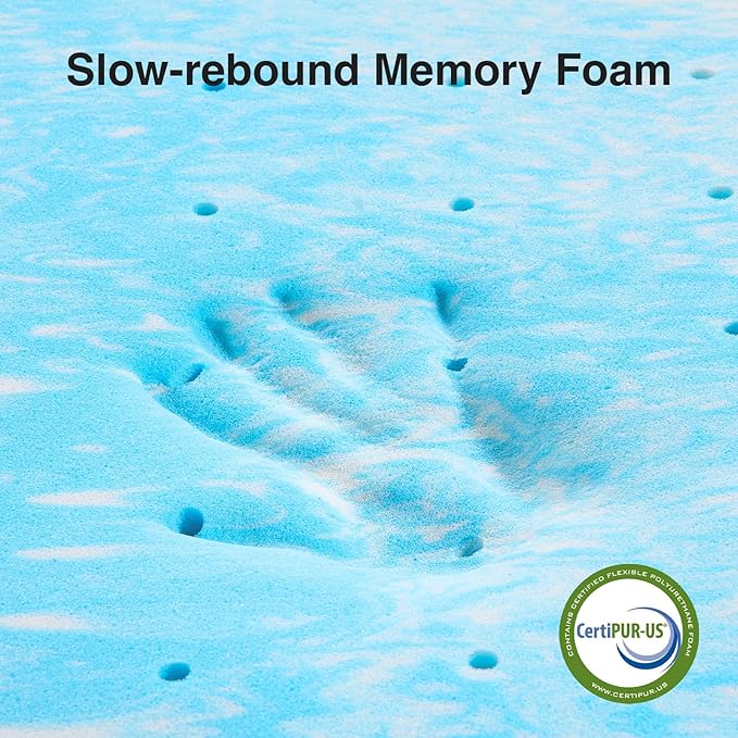 Novilla Memory Foam Mattress Topper Twin - 3 Inch Cooling Gel Infused Memory Foam | Slow-Rebound Pressure Relief | CertiPUR Certified | Comfort for Sleeper Sofa, RV, Camper, Dorm Room