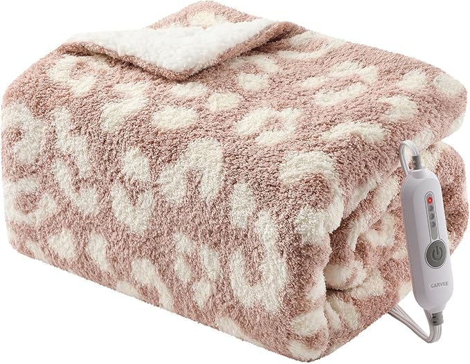 GarveeHome Electric Blanket Heated Throw, Heated Blanket Soft Double Sherpa Super Cozy with 4 Heating Levels & 4 Hours Auto Off, Over-Heat Protection, Machine Washable, ETL Certification, Pink 50"x60"