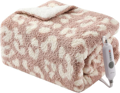 GarveeHome Electric Blanket Heated Throw, Heated Blanket Soft Double Sherpa Super Cozy with 4 Heating Levels & 4 Hours Auto Off, Over-Heat Protection, Machine Washable, ETL Certification, Pink 50"x60"