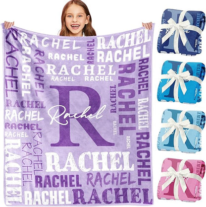 Personalized Blankets for Teen Girls Boys - Printed in USA, Custom Blanket with Kids Names, Ultra-Soft Flannel Monogrammed Baby Throws Blankets, Customized Christmas Brithday Gifts for Adults
