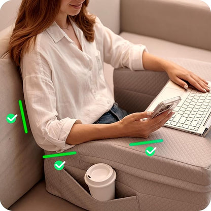 Gaming Lap Desk Pillow – Large 24″ Flat Surface Laptop Pillow for Couch & Sofa – Reading Pillow for Working – 2 Washable Pillowcases, Side Pockets, High Density Foam Arm Rest Bed Desk