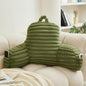 WERDIM Reading Pillow for Sitting in Bed, Faux Fur Back Pillow for Rest, Bed Chair Pillow with Arms and Pockets(XLarge, Sage)