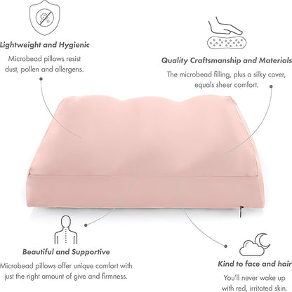Cover Only for Premium Microbead Bed Pillow, Medium Extra Smooth - Ultra Comfortable Sleep with Silk Like Anti Aging Cover 85% Spandex/ 15% Nylon Breathable, Cooling Cream Peach