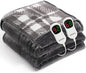 Heated Electric Blanket Queen Size - 84"x90" Flannel Heating Blanket with 10 Heating Levels & 5 Time Settings Over-Heat Protection, Winter Warmer for Adults with ETL Certification（Grey）