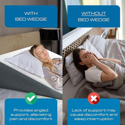 Kolbs Extra Wide Bed Wedge Pillow | Super Large | Memory Foam Top and Jacquard Cover | for Sleeping Acid Reflux GERD (12 Inch Height (31 x 33 x 12))
