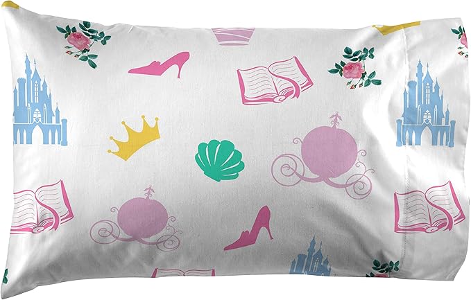 Jay Franco Disney Princess Sassy 4 Piece Twin Bed Set - Includes Comforter & Sheet Set - Super Soft Fade Resistant Polyester - (Official Disney Product)