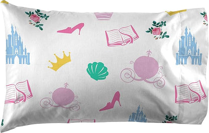 Jay Franco Disney Princess Sassy 4 Piece Twin Bed Set - Includes Comforter & Sheet Set - Super Soft Fade Resistant Polyester - (Official Disney Product)