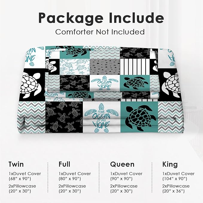 Sea Turtle Bedding Set Sea Turtle Theme Comforter Set for Kids Teens Adults Women Men Sea Turtle Duvet Cover Bedroom Decor Soft Twin Full Queen King Size Quilt Cover with 2 Pillowcases