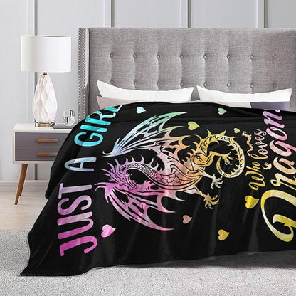 Dragon Blanket for Women Men, Cute Dragon Themed Design Printed Throw Blankets for Teens Adults Lap, Chair Sofa, Warm Soft Cozy Blanket, 50"x 60"