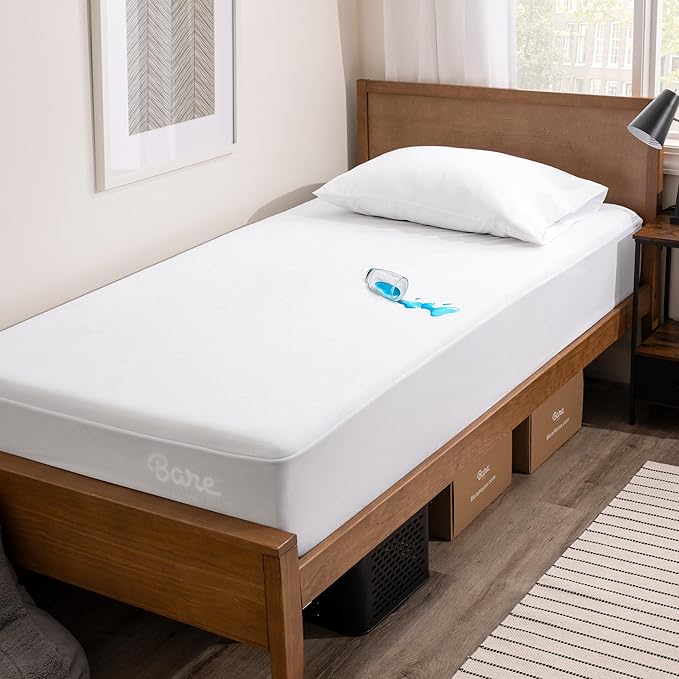 Bare Home Twin Extra Long Mattress Protector - 100% Waterproof & Breathable - Cooling Mattress Cover - Protects Against Spills - Vinyl Free - Dorm Essentials - Protect Your Mattress (Twin XL, White)