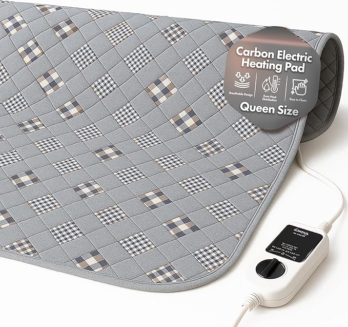 GML Bedding Heated Mattress Pad Toppers – Electric Bed Warmer with Smart Controller, Waterproof Quilted Layer, Adjustable Timer, Machine Washable, Dual Heat System for Comfortable Sleep, Queen 71x55