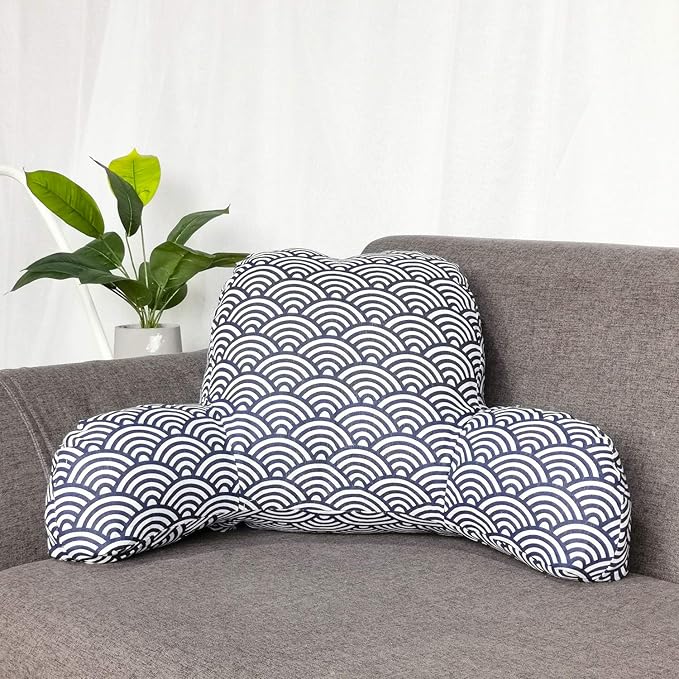 Bohemian Printed Reading Pillow with Support Arms Soft Bed Rest Pillows Back Support Cushion for Kids Reading Watching TV Sitting Up in Bed (20"×15"×8",Cloud)