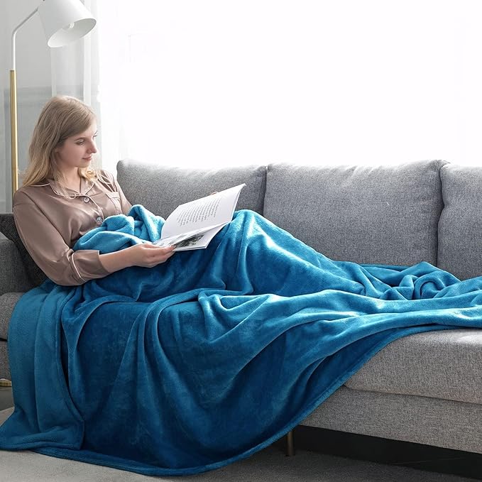 IR Imperial Rooms Fleece Blanket Twin Size 60 x 80 Inches - Super Soft Fluffy Throw Blanket for Sofa and Bed - Warm and Cozy Lightweight 400 GSM Microfiber Bed Throws Blankets (Twin, Teal)