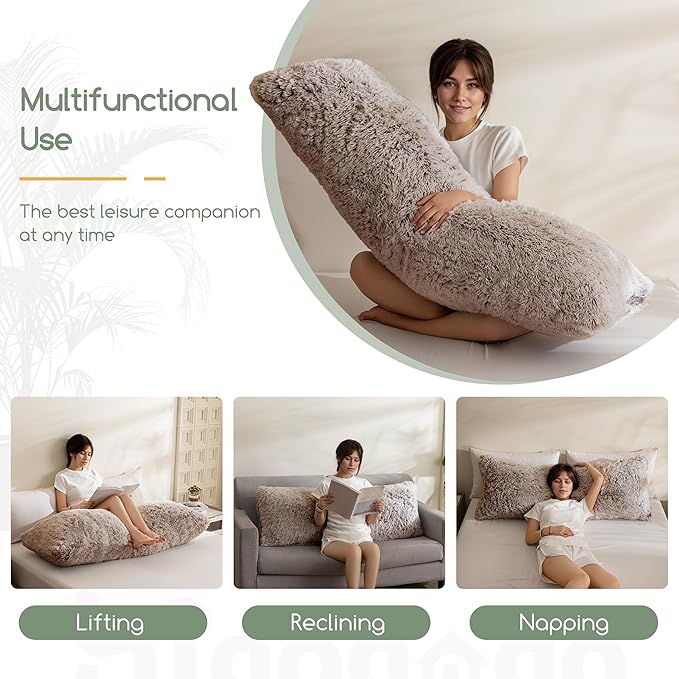 HIGOGOGO Body Pillow for Adults Extra Long Full Body Pillow with Removable Cover and Memory Foam Filling, for Side Sleepers and Pregnancy, Soft Support Pillow, Machine Washable (20x54 Inch)