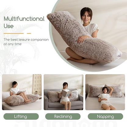 HIGOGOGO Body Pillow for Adults Extra Long Full Body Pillow with Removable Cover and Memory Foam Filling, for Side Sleepers and Pregnancy, Soft Support Pillow, Machine Washable (20x54 Inch)