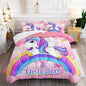 Kid Unicorn Butterfly Comforter Set Full Size 3Pcs Rainbow Glitter Star Bedding Set White Cloud Quilt Bed Set for Boys Girls with 1 Comforter and 2 Pillowcases