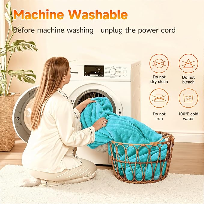 Heated Throw Blanket Electric Blanket 50"x60" Fast Heating Electric Blanket with 5 Heat Levels & 4 Hours Auto-Off Overheat Protection Cozy Soft Flannel Heated Throw Blanket