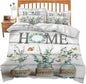 Eucalyptus Botanical Theme 3 Pieces Duvet Cover Comforter Set with 2 Pillowcase Twin Size Greenery Leaf Bed Sheet Quilt Bedroom Bedding for Lover Kids