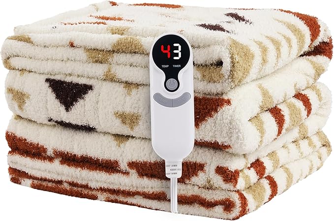 Electric Heated Blanket Full Size 72"x84" - Double-Sided Plush Fabric, 6 Heat Settings & 10 Hours Auto Off, Machine Washable - Sand Glass
