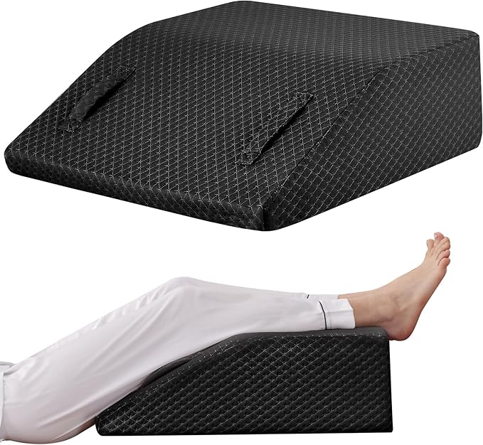 Leg Elevation Pillow for After Surgery, 8inch Foam Leg Elevating Pillow for Swelling and Blood Circulation, Leg Wedge Pillow for Sleeping, Knee Pillow for Knee Hip Ankle Pain Relief, Black