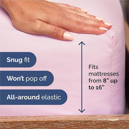 Full 6 Piece Sheet Set - Comfy Breathable & Cooling - Ultra-Soft Hotel Luxury Bedding Set with 8-16 Inch Deep Pockets - 1 Flat & 1 Fitted Sheet & 4 Pillowcases - Wrinkle Free & Easy Care - Light Pink