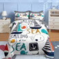 Nesker 5 Pcs Comforter Set Twin Size, Cute Nautical Sailboat Boat Bedding for Kids Teen, Sea Whale Bed Sheet with Pillowcase & Sham