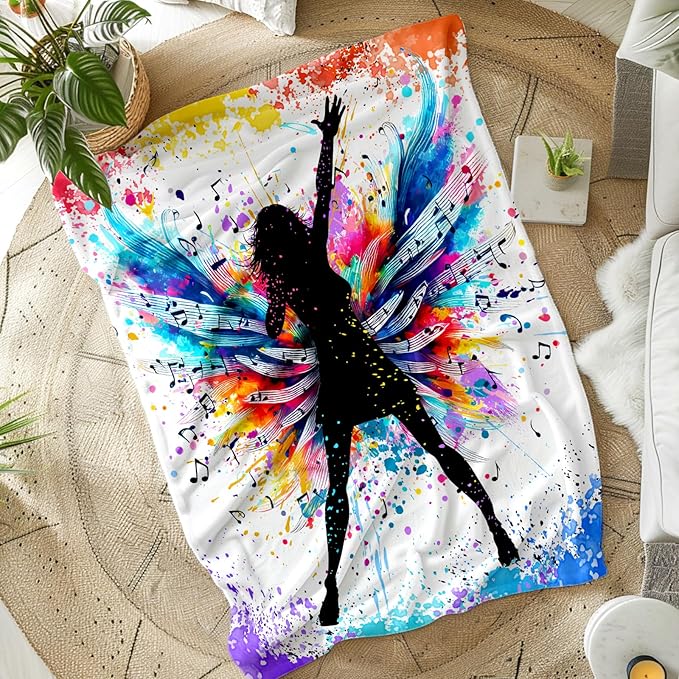 Music Blanket for Girls Women, Singer Throw Blanket Gifts for Music Lovers Kids Teens Adults, 40x50 Inches Cute Soft Fuzzy Flannel Music Themed Blanket Decor for Couch Sofa Bed
