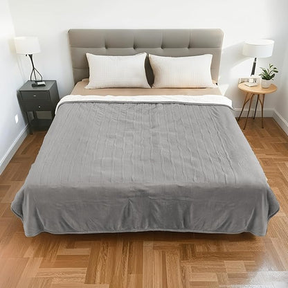 Electric Heated Blanket King Size 90"x100" - Dual-Sided with Microplush & Sherpa Fabric, 4 Heat Settings & 10 Hours Auto Off, Machine Washable - Light Gray