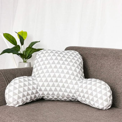 Bohemian Printed Reading Pillow with Support Arms Soft Bed Rest Pillows Back Support Cushion for Kids Reading Watching TV Sitting Up in Bed (23"×16"×10",Grey White)