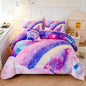 ANGIYUIN 6Pcs Pink Full Size Bed in A Bag for Girls 3D Tie Dye Comforter Sets Colorful Rainbow Kids Bedding Sets Ultra Soft Pastle Nebula Printed Bed in A Bag with Sheets