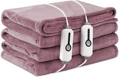 Electric Heated Blanket King Size 90×100, Comfortable & Luxurious Flannel, 4 Heating Levels & 10 H Auto Shut Off, Purple