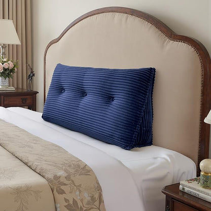 Headboard Wedge Pillow, Large Triangular Reading Pillow for Bed, Backrest Support Bolster for Sitting Up, Long Bed Rest Pillow with Removable Cover
