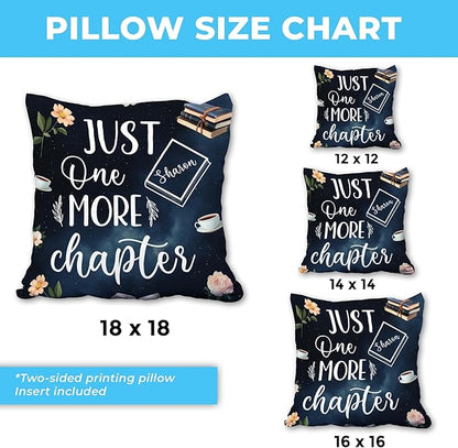Hyturtle Personalized Book Pillow (Insert Included) Gifts for Book Lovers, Funny Reading Club Librarian Gifts for Girls Women on Birthday Christmas, Custom Name Couch Cushion Decor Throw Pillow